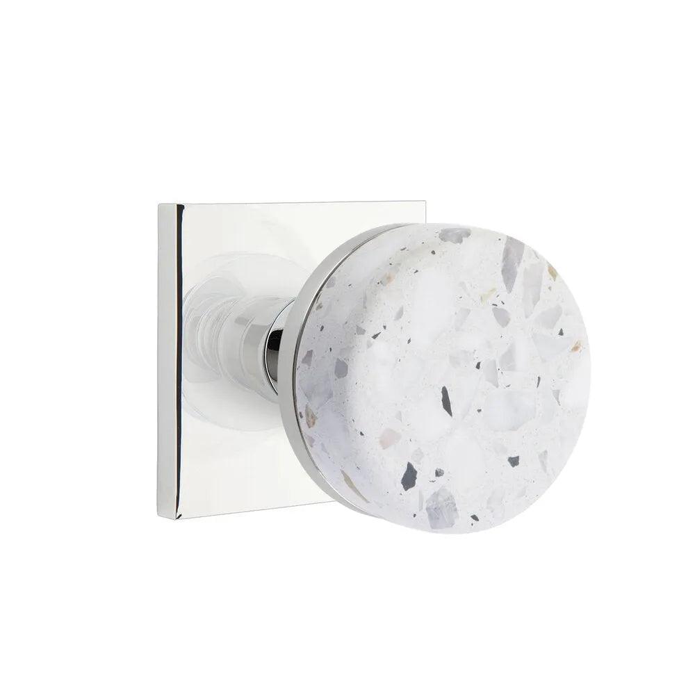 Emtek Select Conical Terrazzo Knob with Square Rosette in Polished Chrome finish