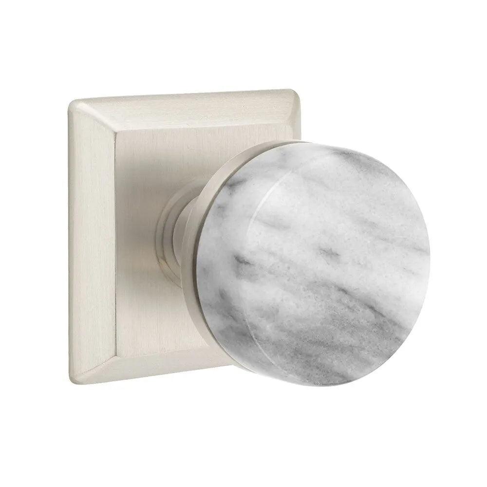 EmtekEmtek Select Conical White Marble Knob with Quincy Rosette in 
