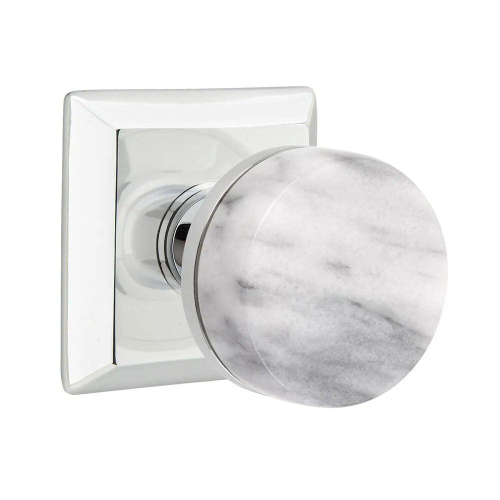 EmtekEmtek Select Conical White Marble Knob with Quincy Rosette in 
