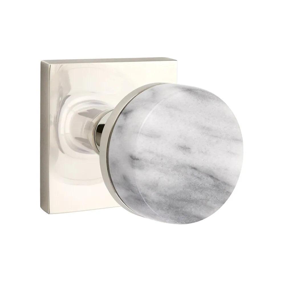 EmtekEmtek Select Conical White Marble Knob with Square Rosette in 