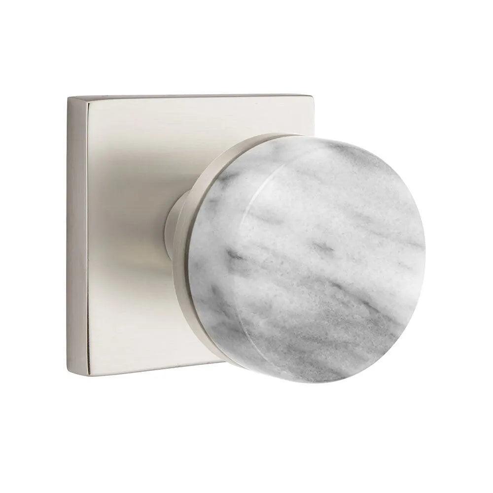 EmtekEmtek Select Conical White Marble Knob with Square Rosette in 
