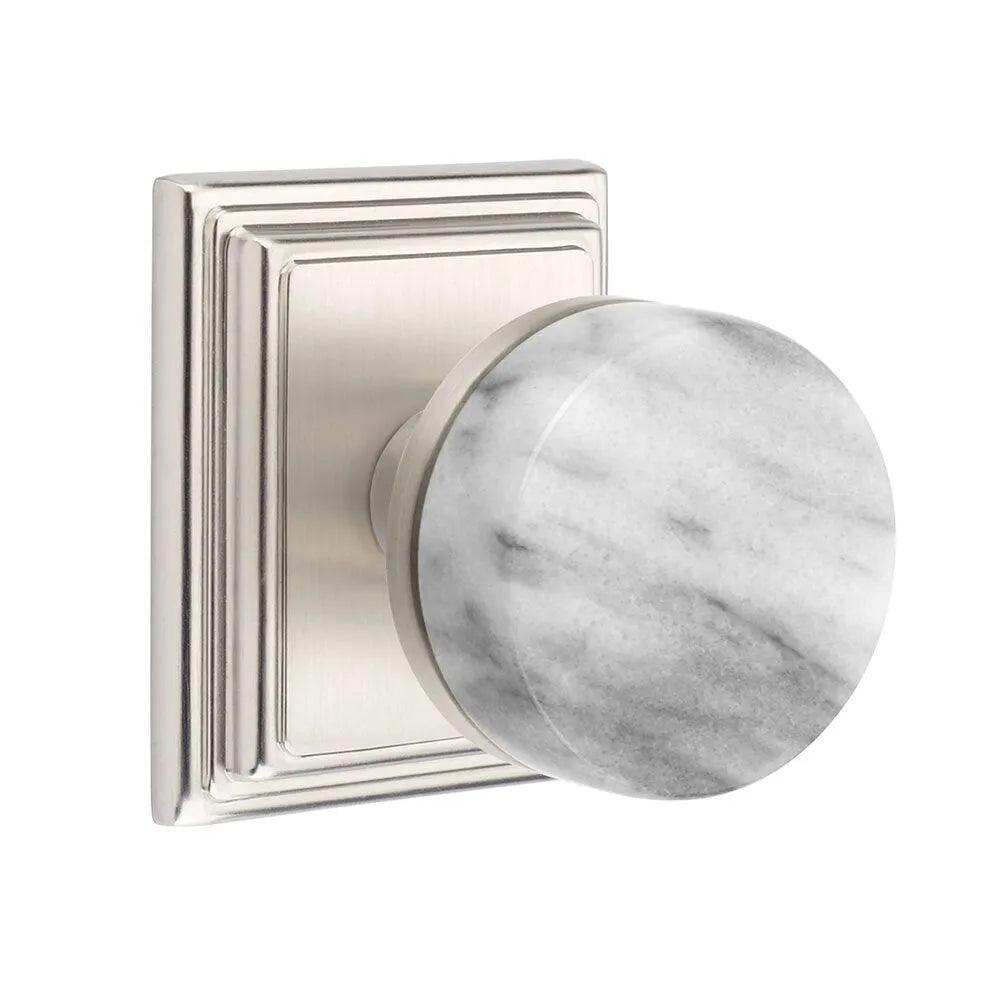 EmtekEmtek Select Conical White Marble Knob with Wilshire Rosette in 