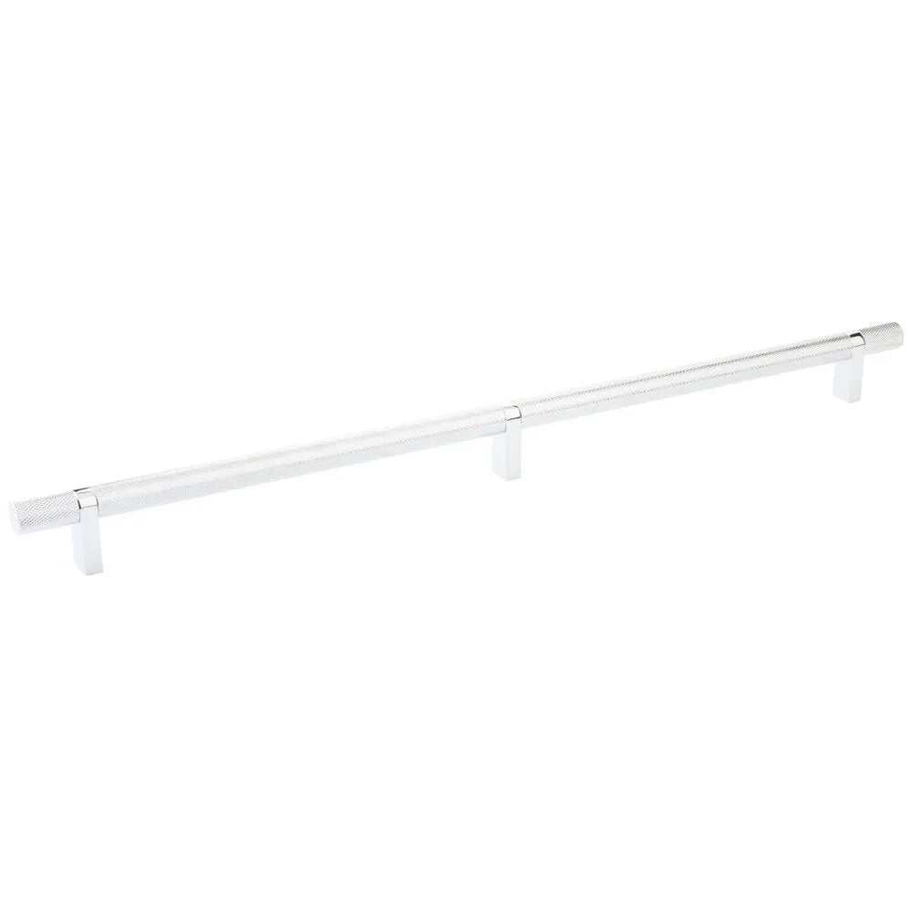 The Emtek Select Knurled Cabinet Bar Pull, 16" C-to-C in Polished Chrome finish