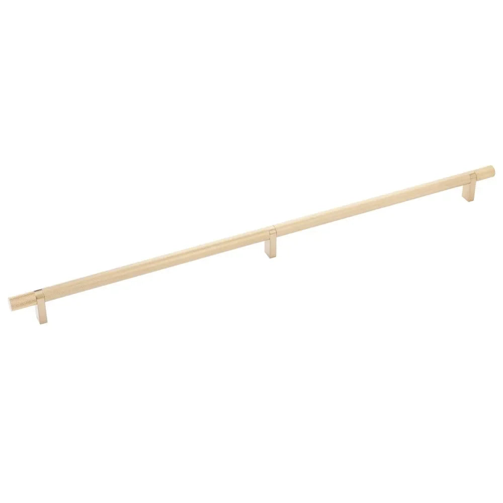 The Emtek Select Knurled Cabinet Bar Pull, 20" C-to-C in Satin Brass finish