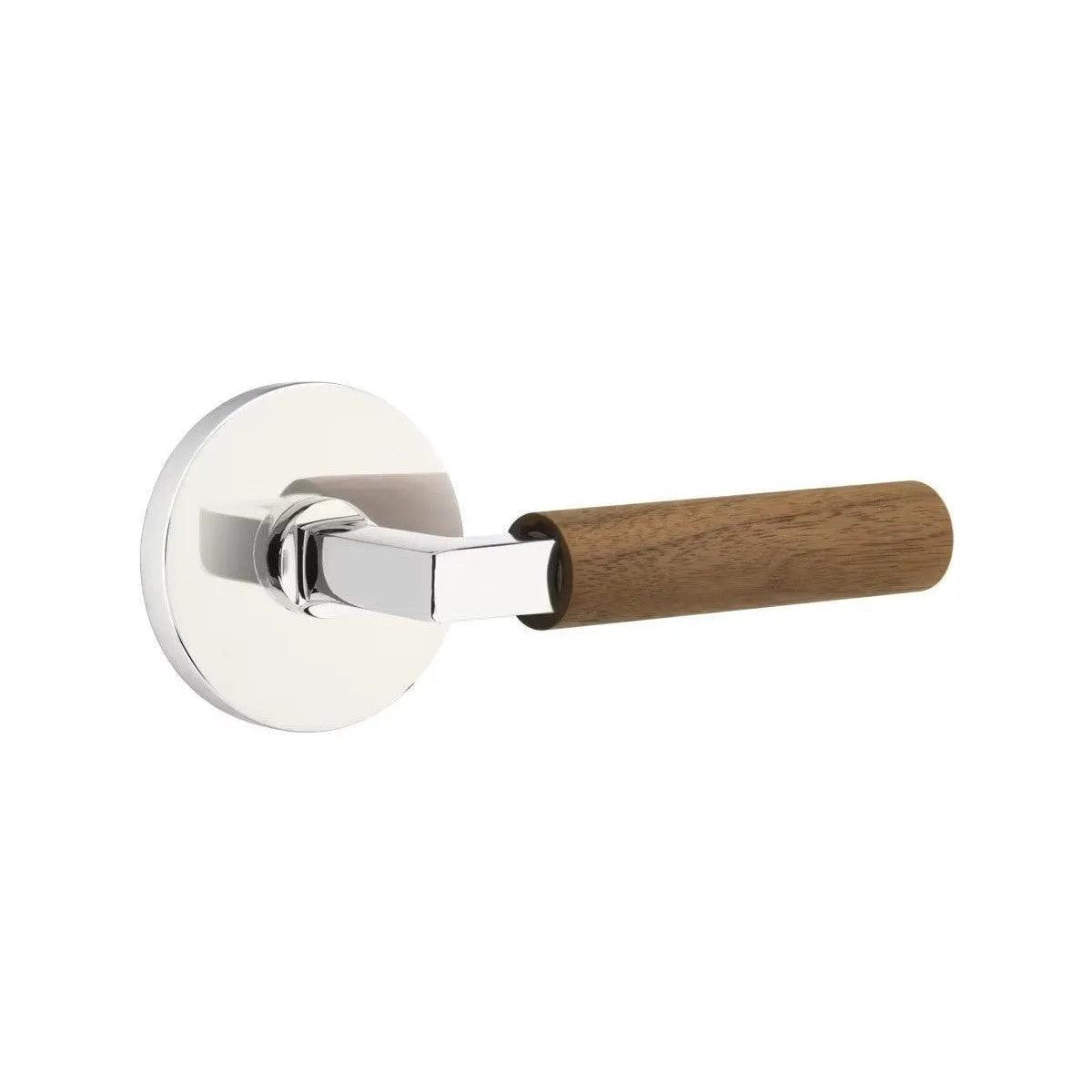 Emtek Select L-Square Dark Walnut Lever with Disk Rosette Polished Chrome