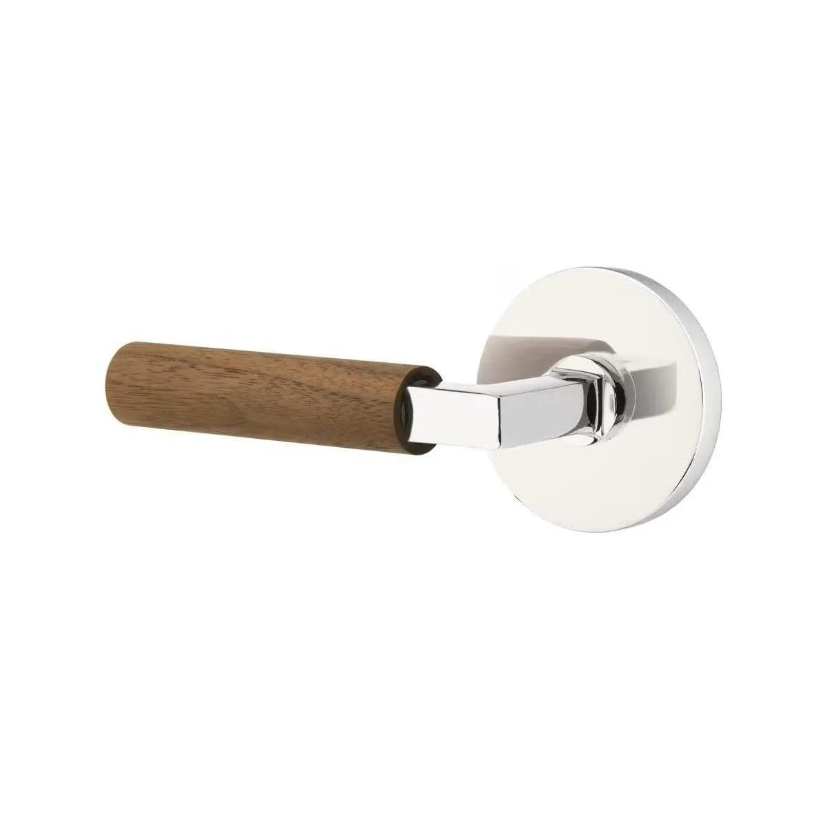 Emtek Select L-Square Dark Walnut Lever with Disk Rosette Polished Chrome
