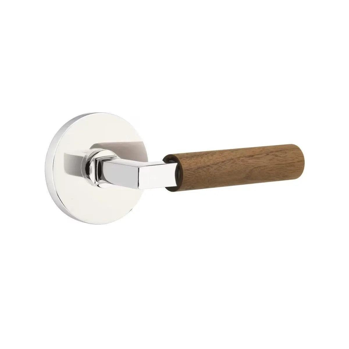 Emtek Select L-Square Dark Walnut Lever with Disk Rosette Polished Chrome