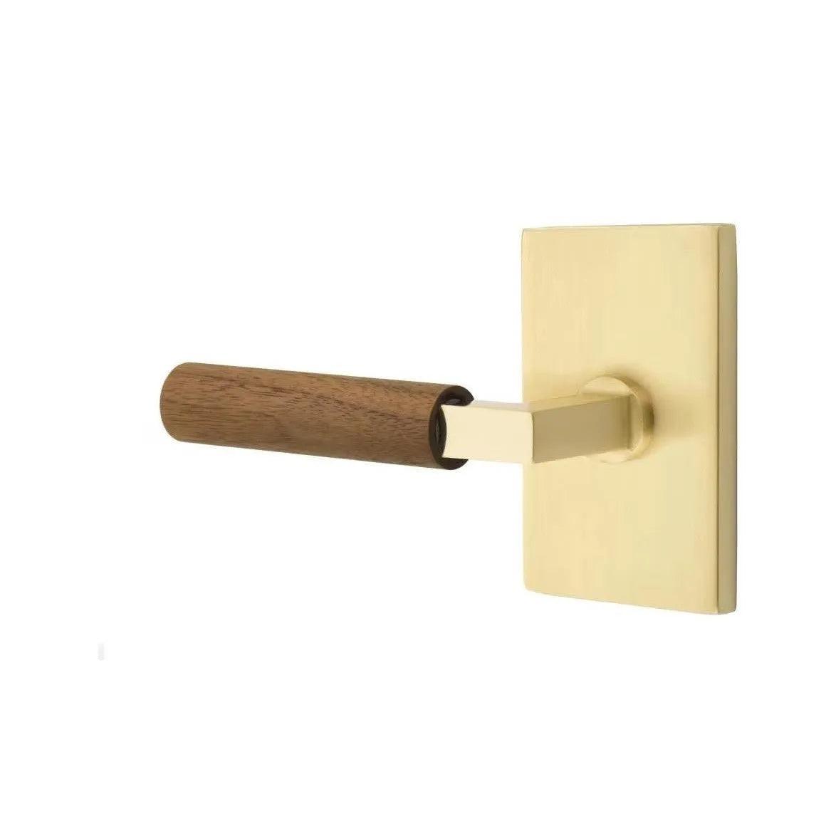 Emtek Select L-Square Dark Walnut Lever with Modern Rectangular Rosette 