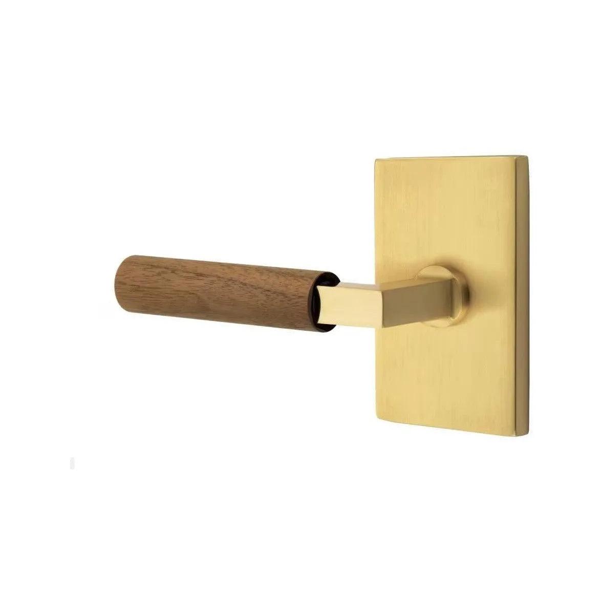 Emtek Select L-Square Dark Walnut Lever with Modern Rectangular Rosette 