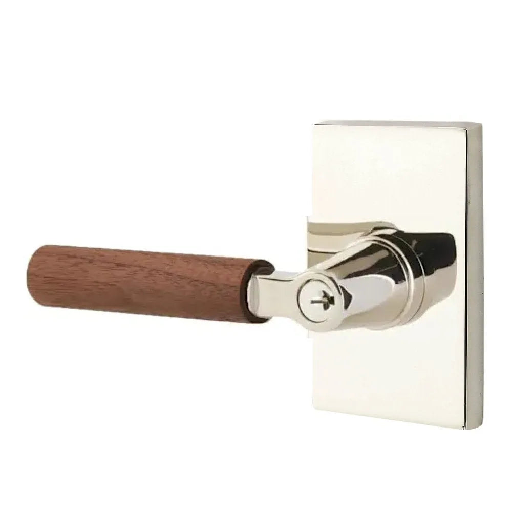 EmtekEmtek Select L-Square Dark Walnut Lever with Modern Rectangular Rosette in 