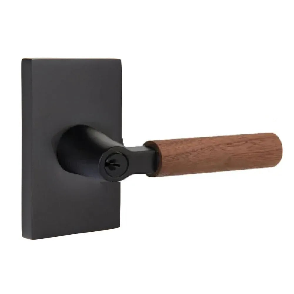 EmtekEmtek Select L-Square Dark Walnut Lever with Modern Rectangular Rosette in 