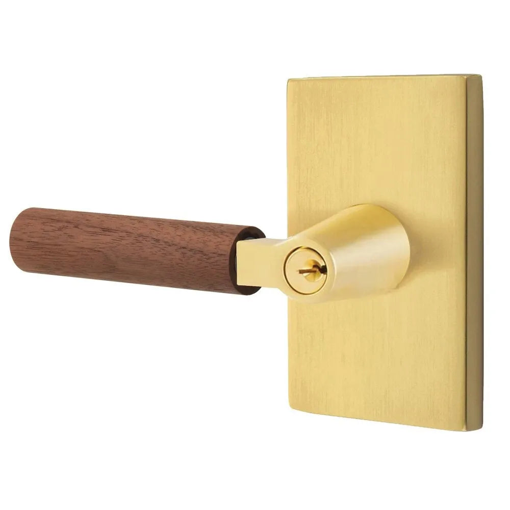 EmtekEmtek Select L-Square Dark Walnut Lever with Modern Rectangular Rosette in 