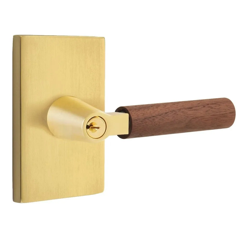 EmtekEmtek Select L-Square Dark Walnut Lever with Modern Rectangular Rosette in 