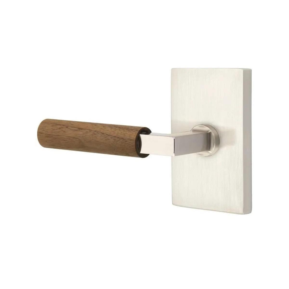 Emtek Select L-Square Dark Walnut Lever with Modern Rectangular Rosette 