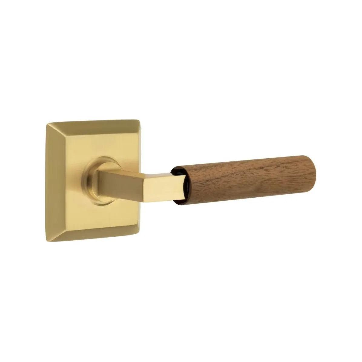 Emtek Select L-Square Dark Walnut Lever with Quincy Rosette French Antique