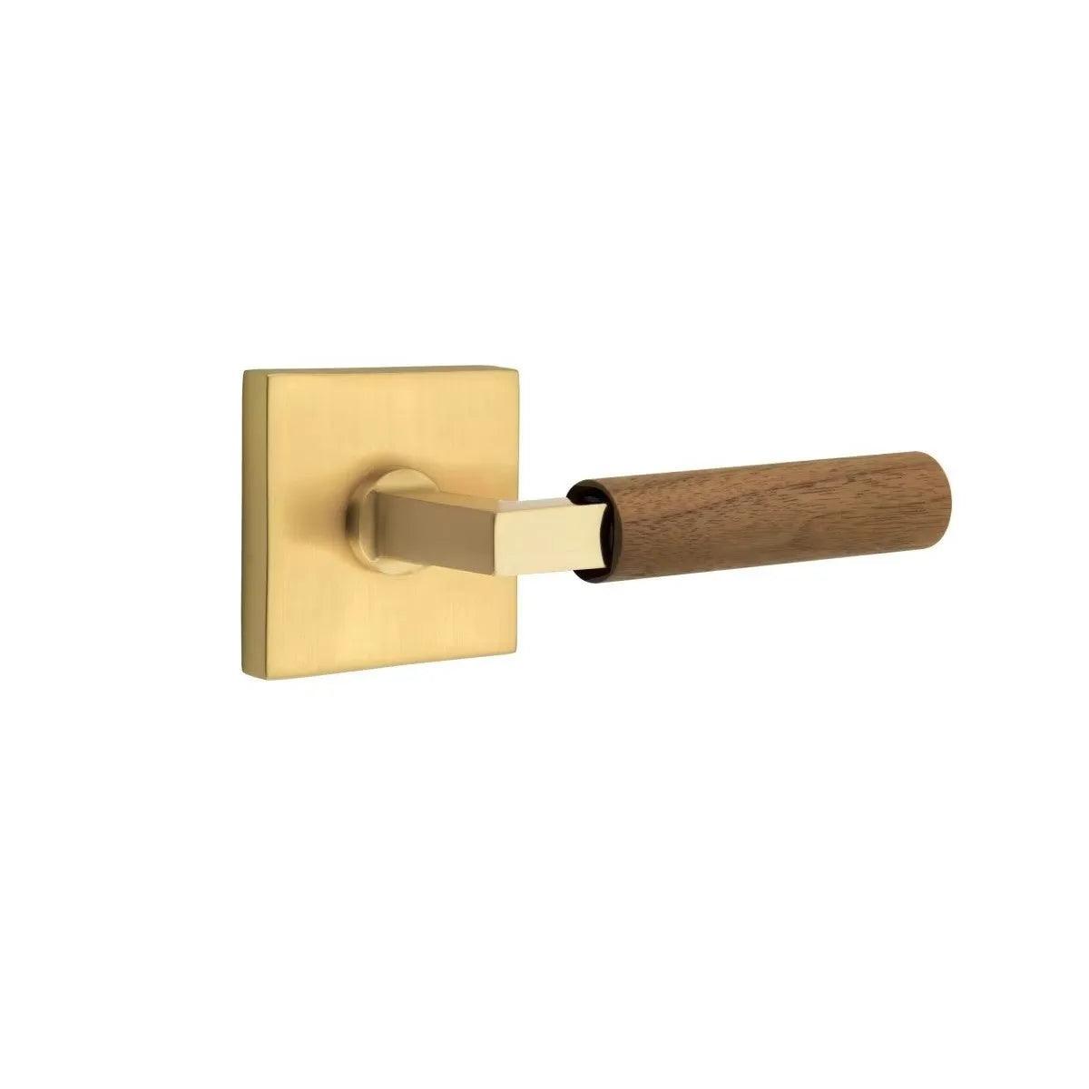 Emtek Select L-Square Dark Walnut Lever with Square Rosette French Antique