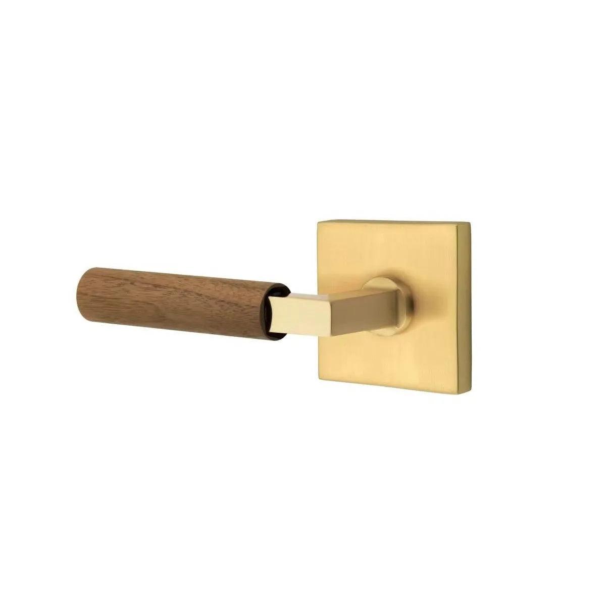 Emtek Select L-Square Dark Walnut Lever with Square Rosette French Antique
