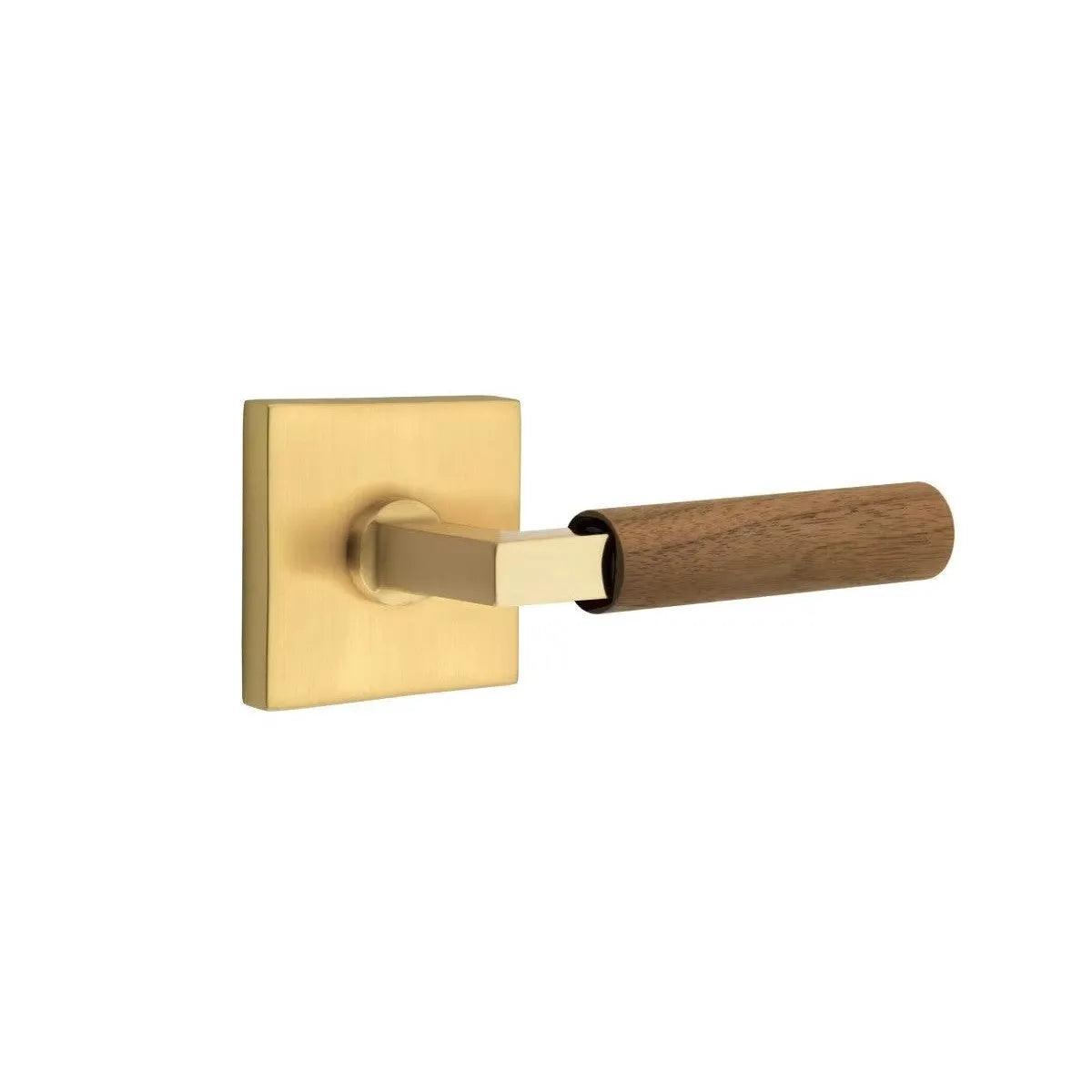 Emtek Select L-Square Dark Walnut Lever with Square Rosette French Antique