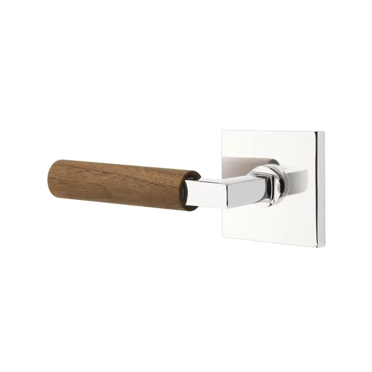 Emtek Select L-Square Dark Walnut Lever with Square Rosette Polished Chrome