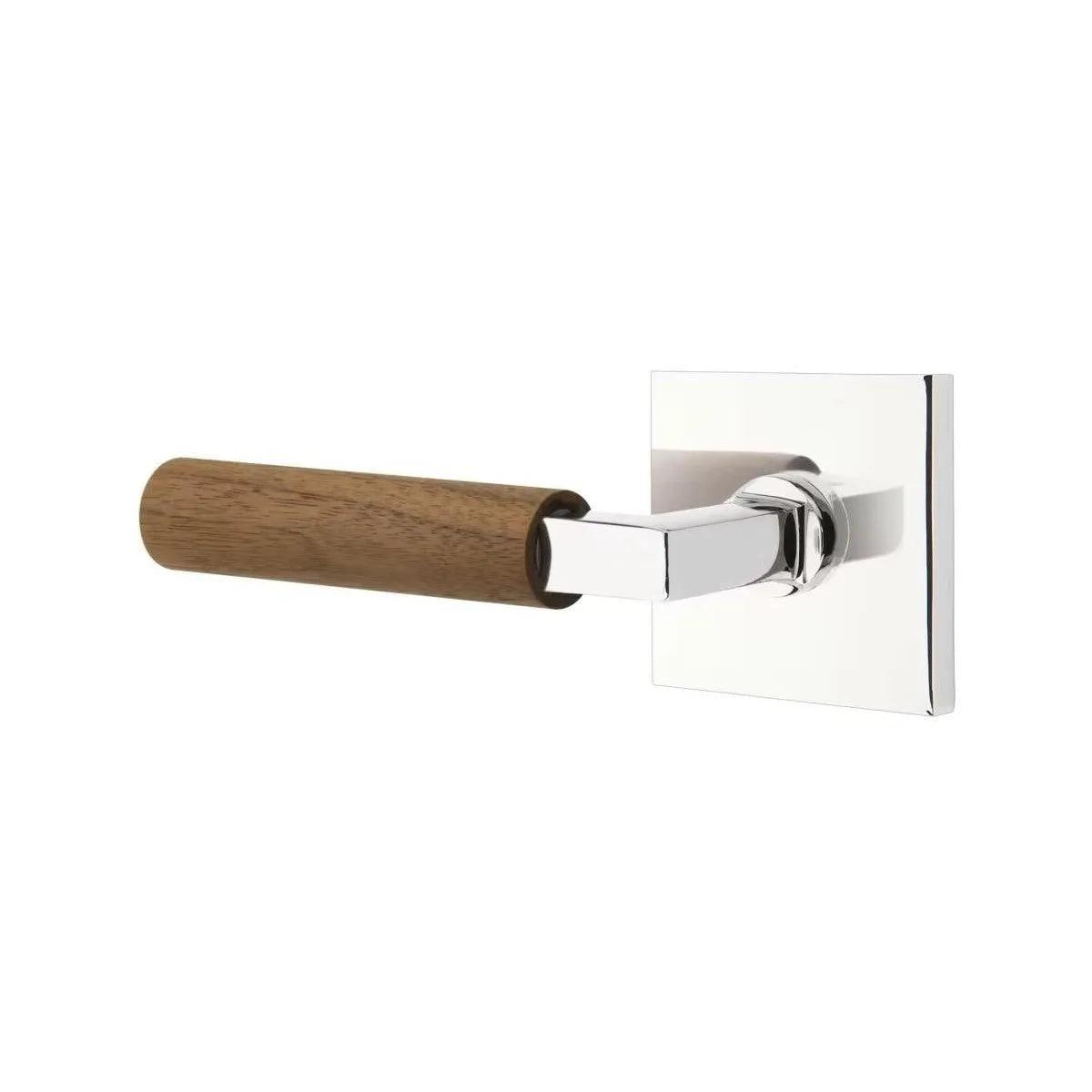 Emtek Select L-Square Dark Walnut Lever with Square Rosette Polished Chrome