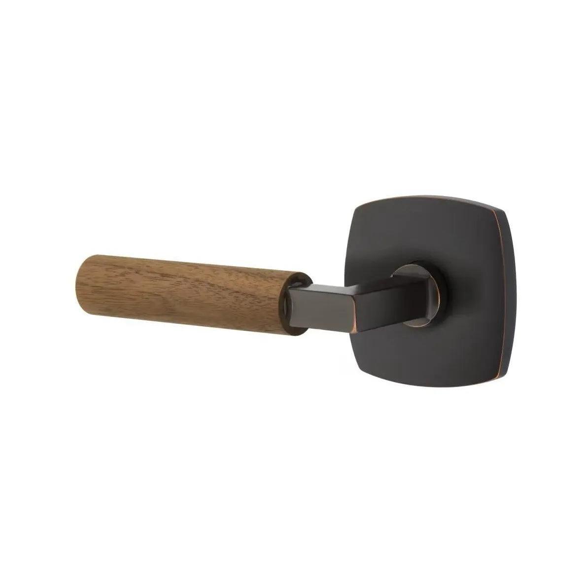 Emtek Select L-Square Dark Walnut Lever with Urban Modern Rosette 