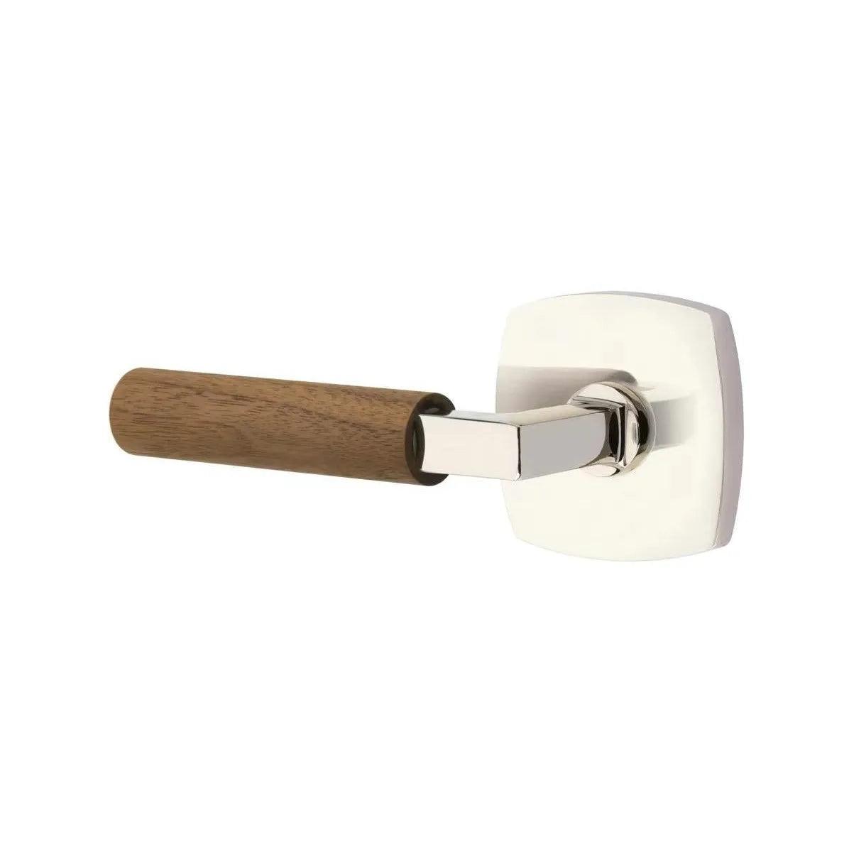 Emtek Select L-Square Dark Walnut Lever with Urban Modern Rosette 
