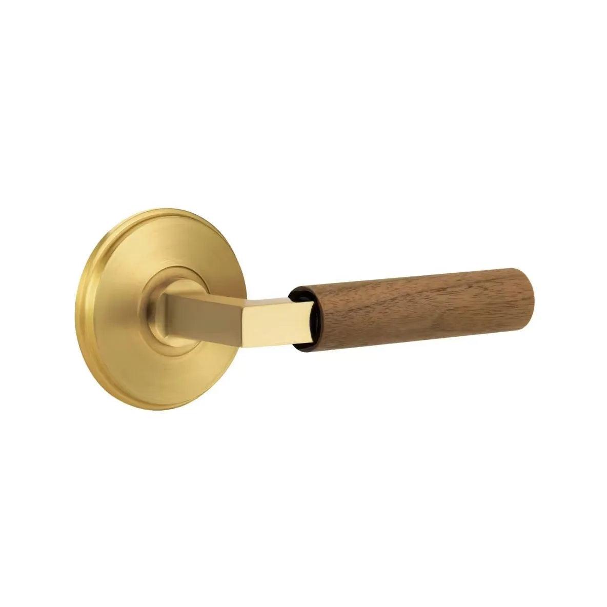 Emtek Select L-Square Dark Walnut Lever with Watford Rosette French Antique