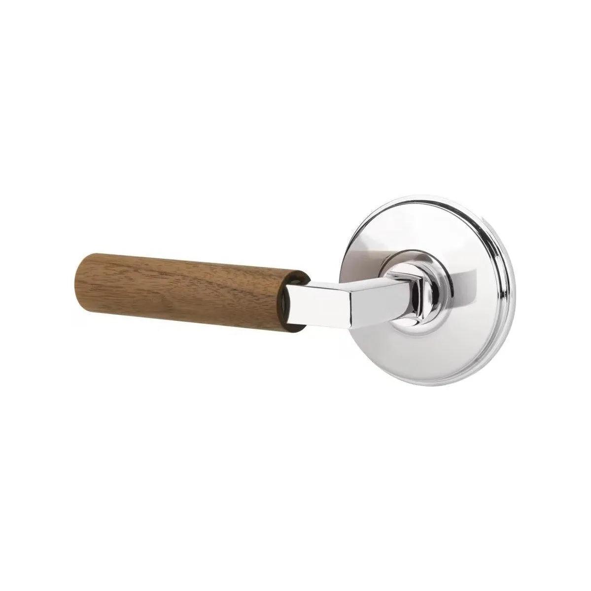 Emtek Select L-Square Dark Walnut Lever with Watford Rosette Polished Chrome
