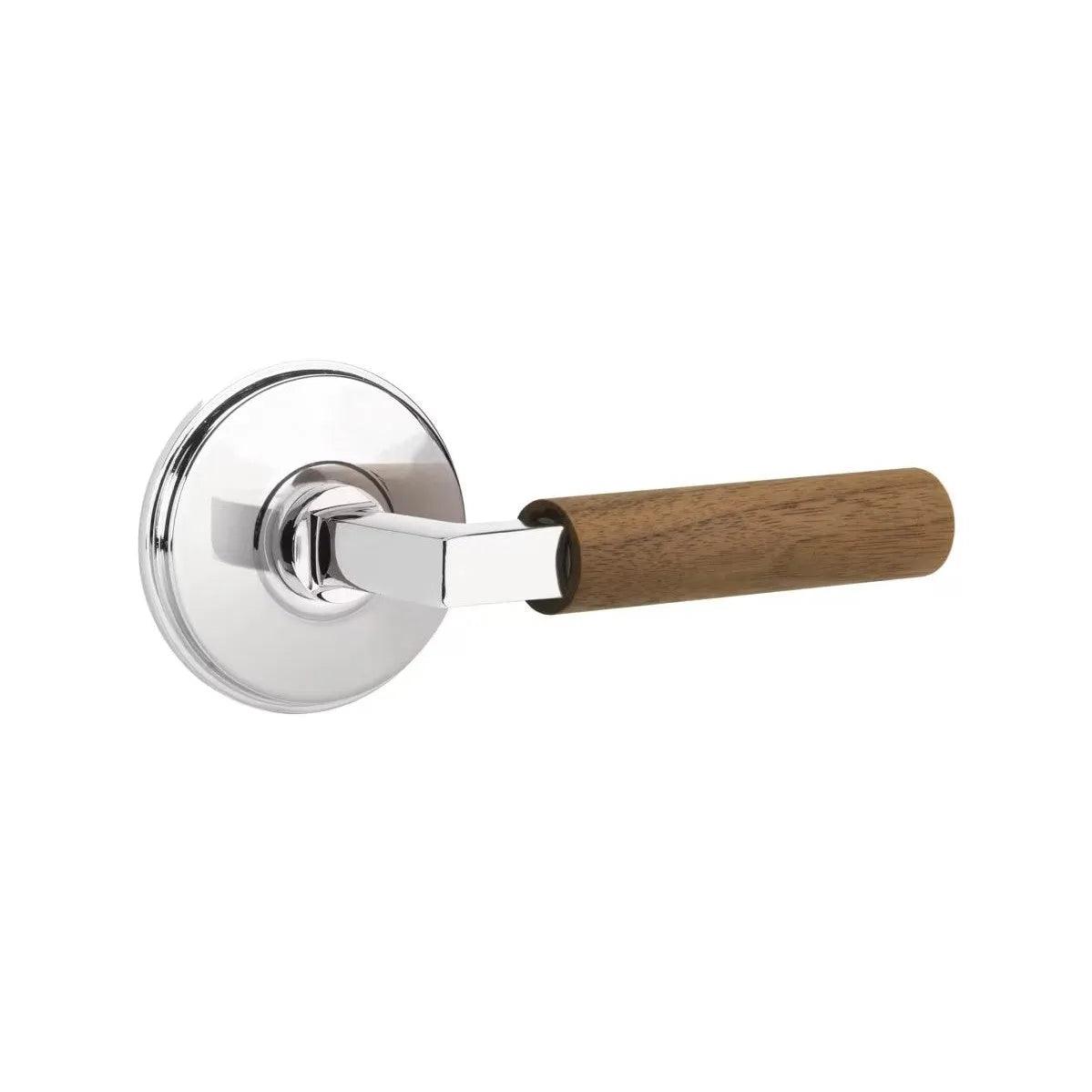 Emtek Select L-Square Dark Walnut Lever with Watford Rosette Polished Chrome