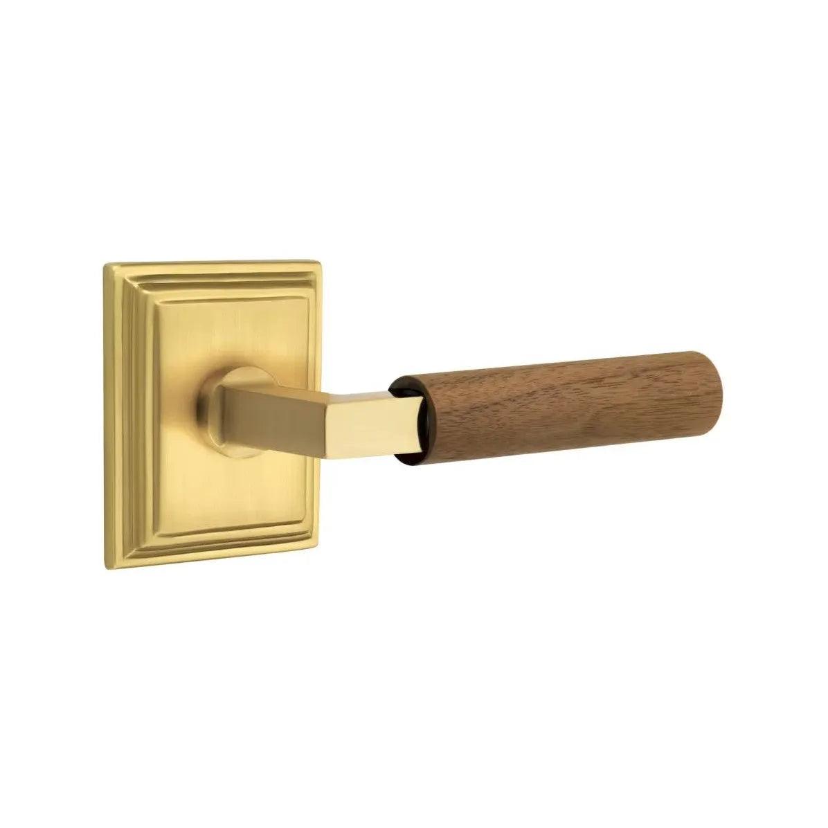Emtek Select L-Square Dark Walnut Lever with Wilshire Rosette French Antique