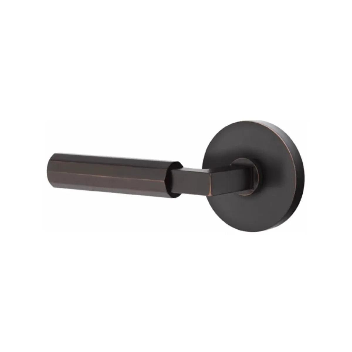 Emtek Select L-Square Faceted Lever with Disk Rosette in finish