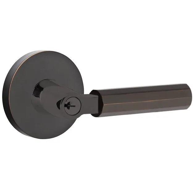 Emtek Select L-Square Faceted Lever with Disk Rosette in finish