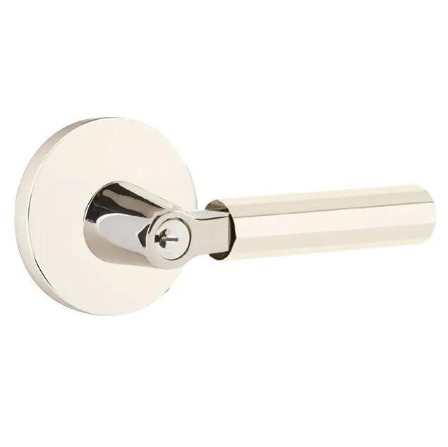 Emtek Select L-Square Faceted Lever with Disk Rosette in finish