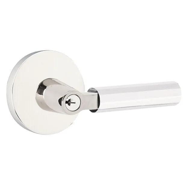 Emtek Select L-Square Faceted Lever with Disk Rosette in finish
