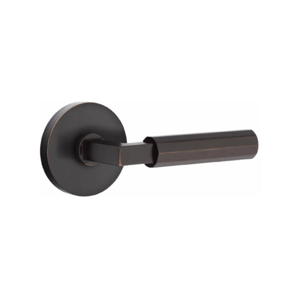 Emtek Select L-Square Faceted Lever with Disk Rosette in finish