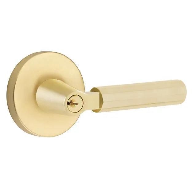 Emtek Select L-Square Faceted Lever with Disk Rosette Satin Brass