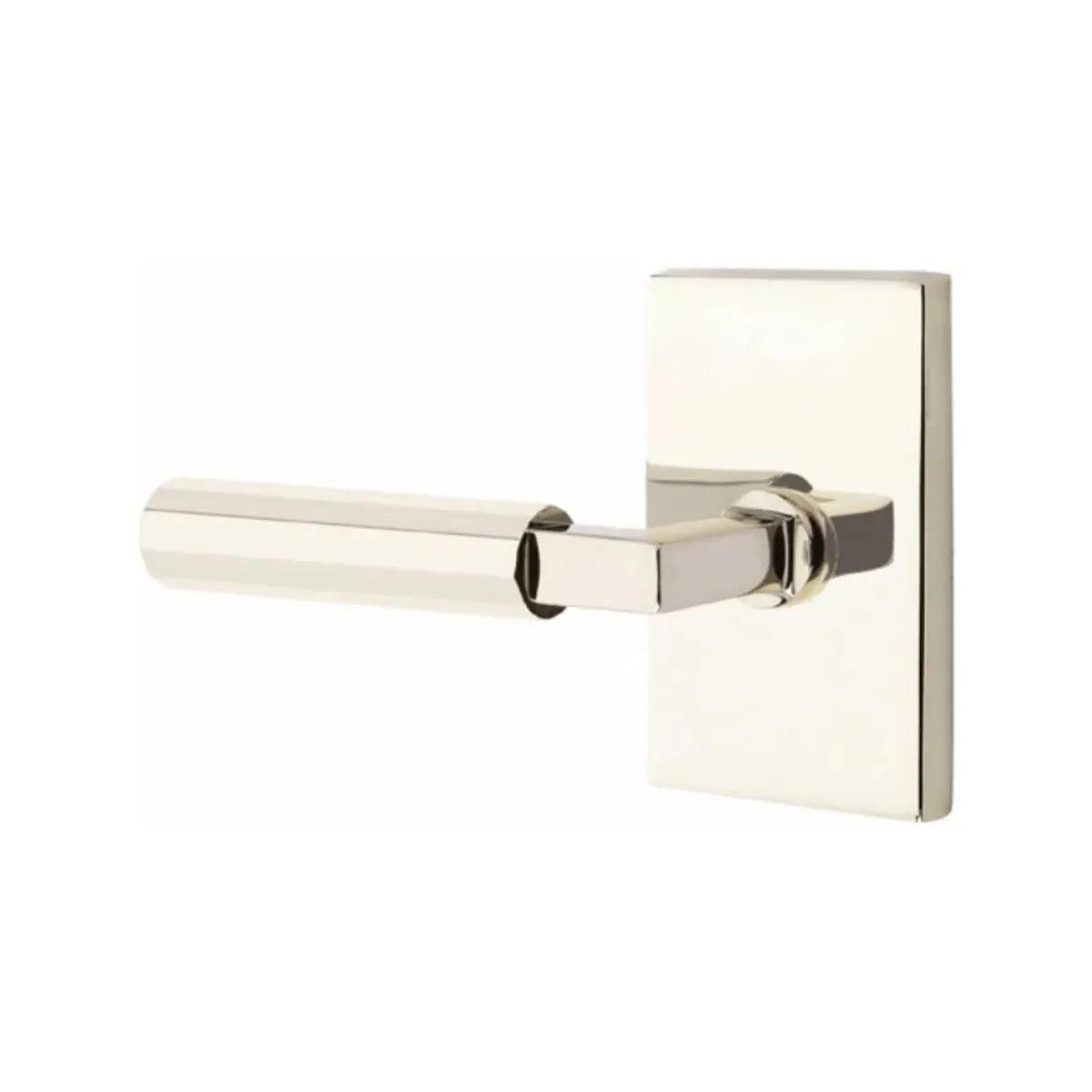 Emtek Select L-Square Faceted Lever with Modern Rectangular Rosette 