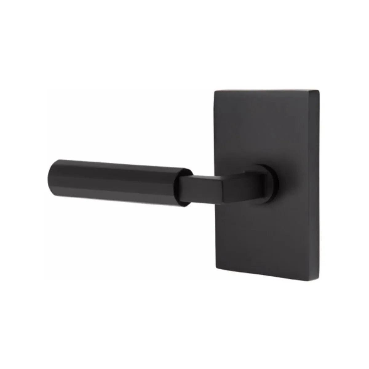 Emtek Select L-Square Faceted Lever with Modern Rectangular Rosette 