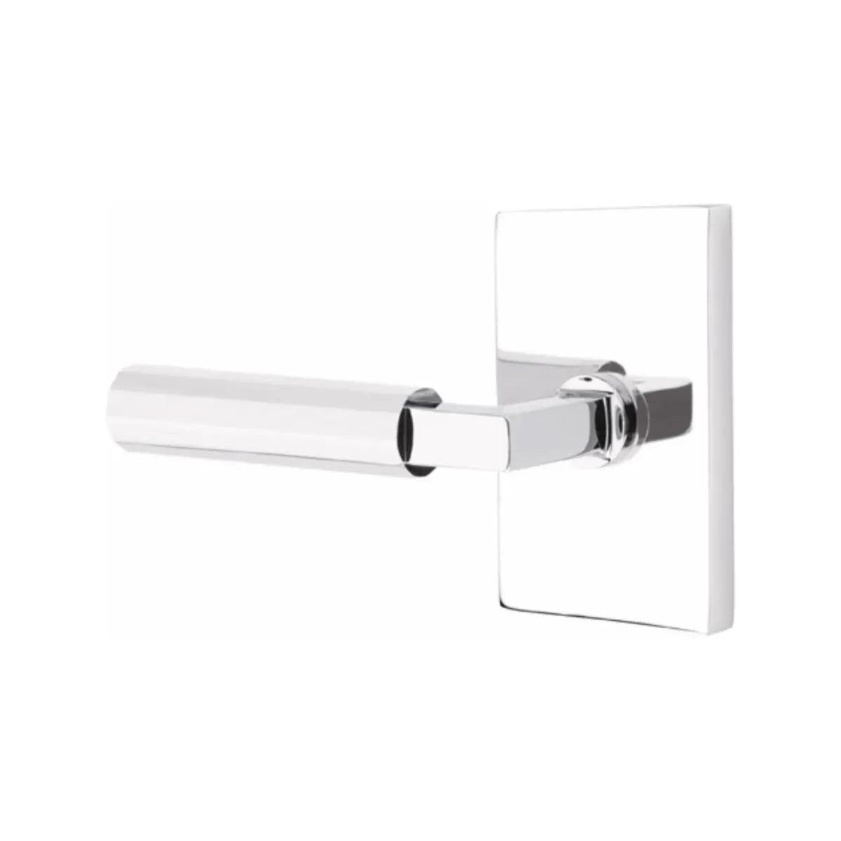 Emtek Select L-Square Faceted Lever with Modern Rectangular Rosette 