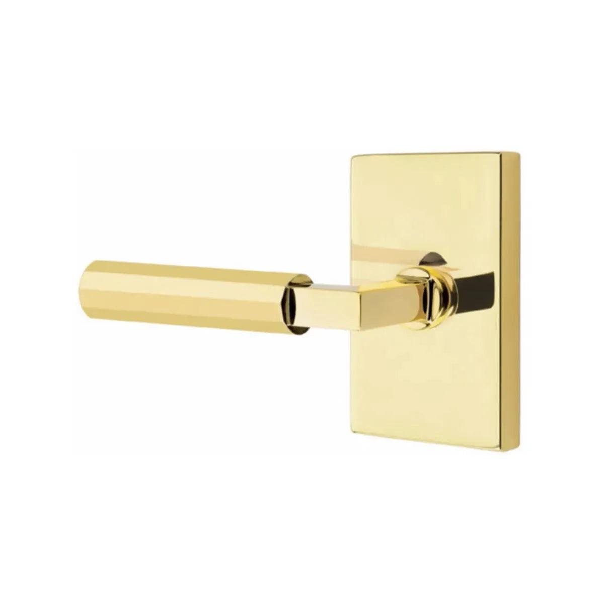 Emtek Select L-Square Faceted Lever with Modern Rectangular Rosette 