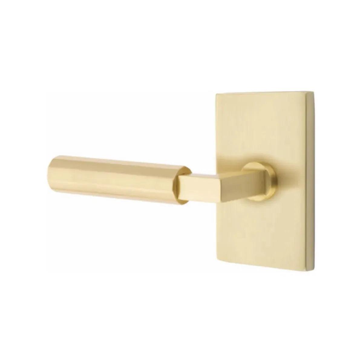 Emtek Select L-Square Faceted Lever with Modern Rectangular Rosette 