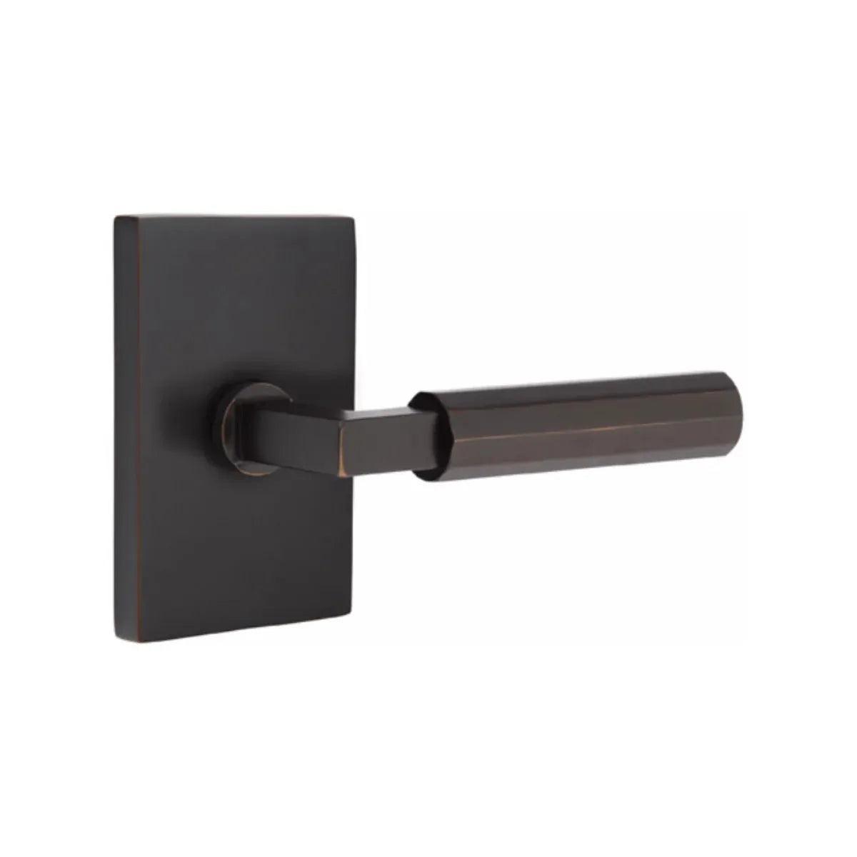 Emtek Select L-Square Faceted Lever with Modern Rectangular Rosette 