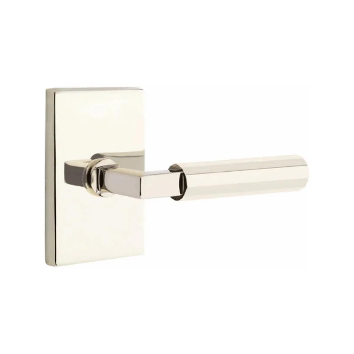 Emtek Select L-Square Faceted Lever with Modern Rectangular Rosette 