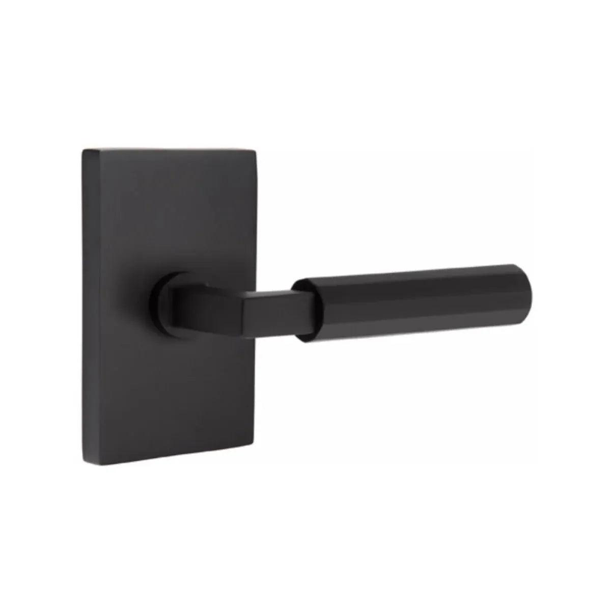 Emtek Select L-Square Faceted Lever with Modern Rectangular Rosette 