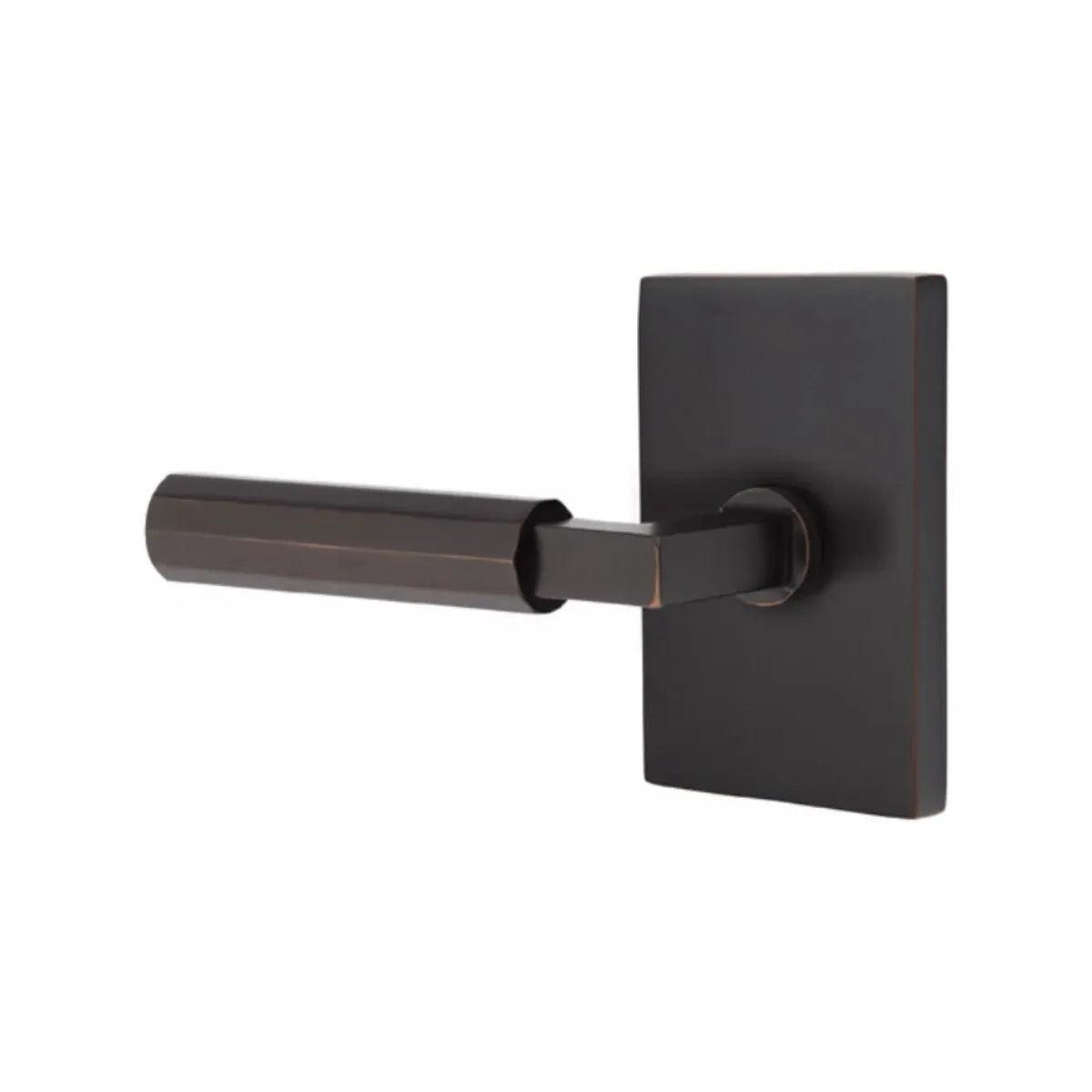 Emtek Select L-Square Faceted Lever with Modern Rectangular Rosette 