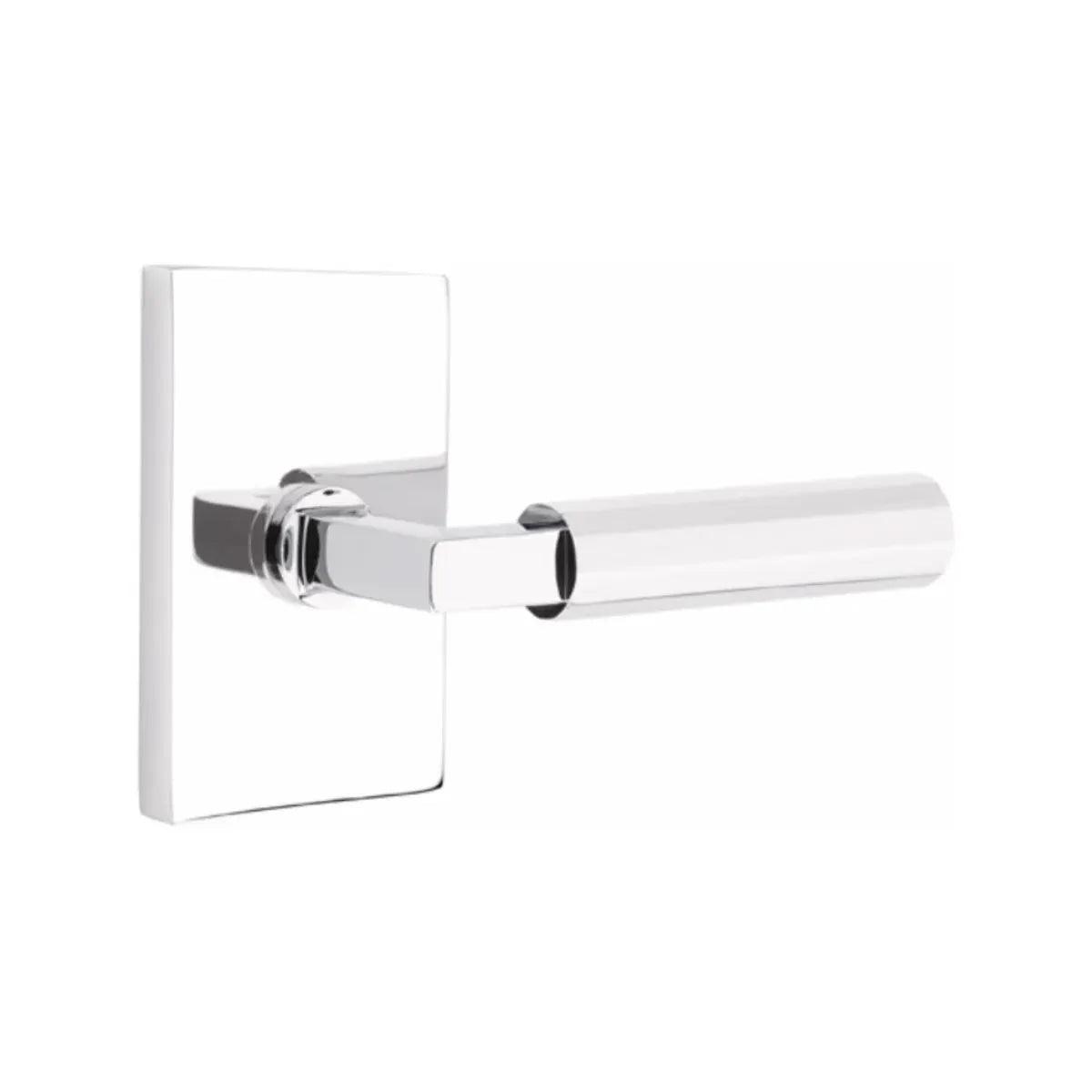 Emtek Select L-Square Faceted Lever with Modern Rectangular Rosette 