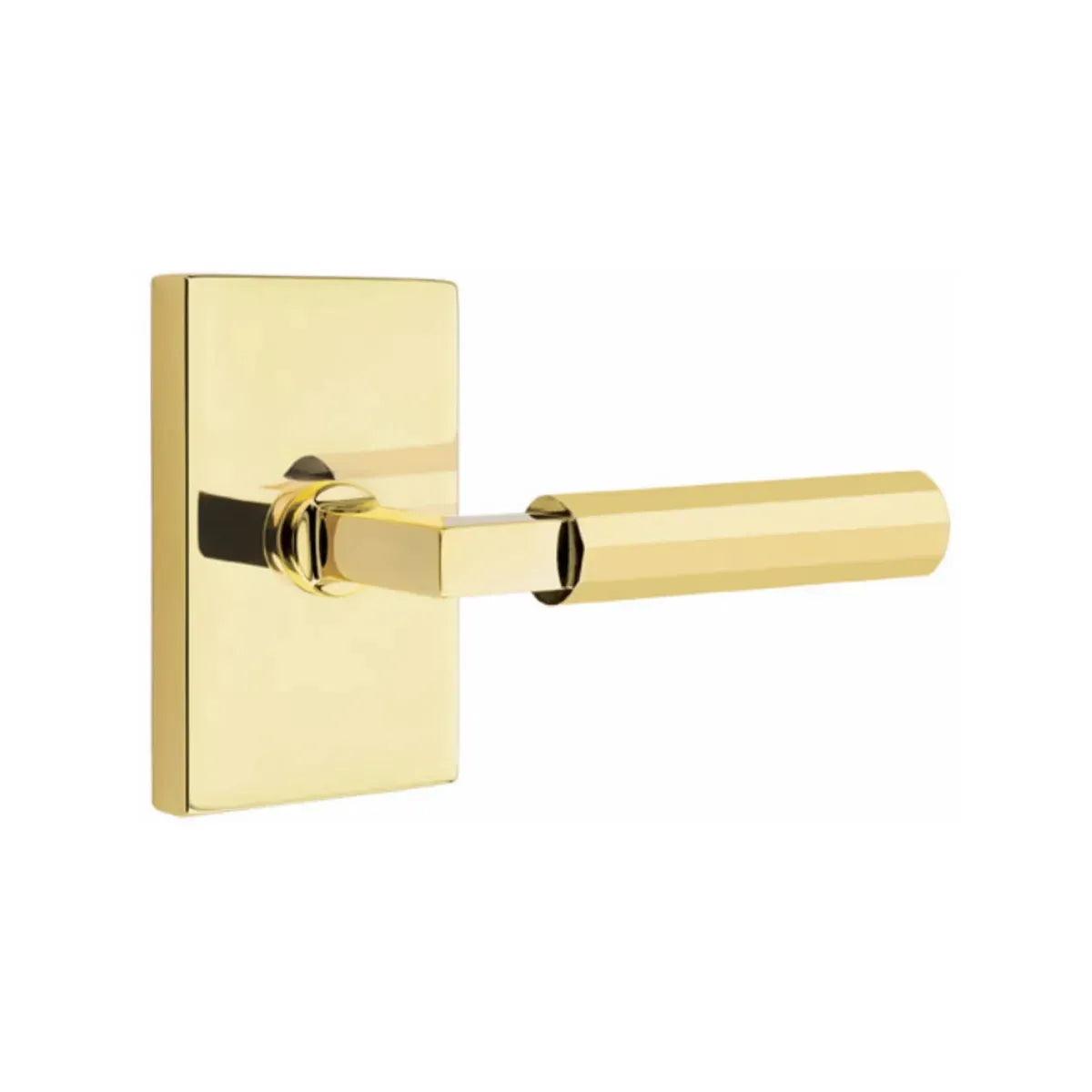 Emtek Select L-Square Faceted Lever with Modern Rectangular Rosette 