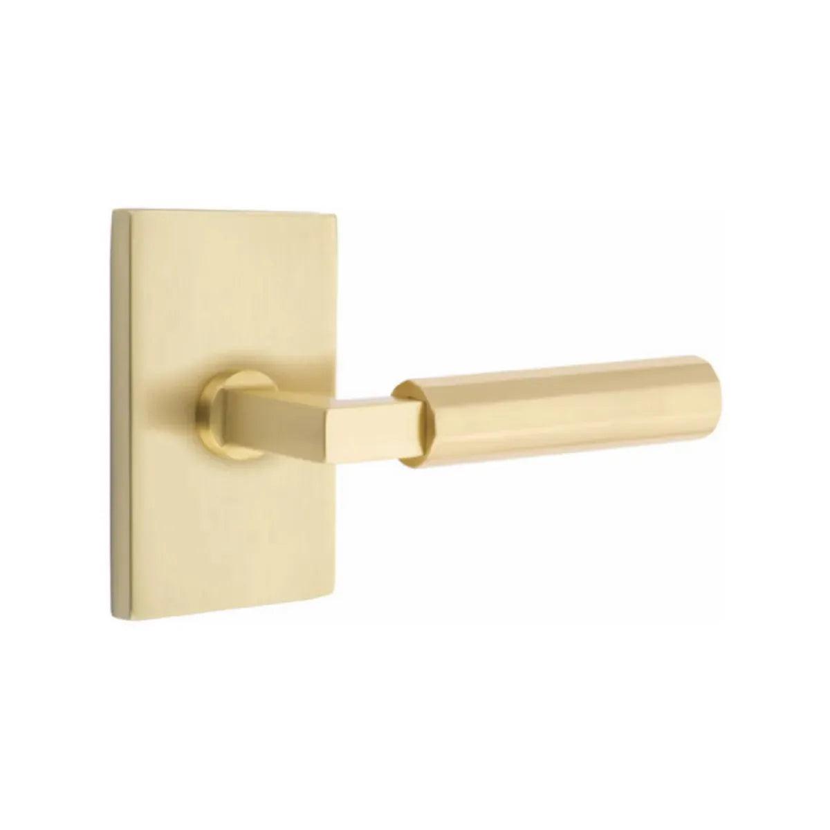 Emtek Select L-Square Faceted Lever with Modern Rectangular Rosette 