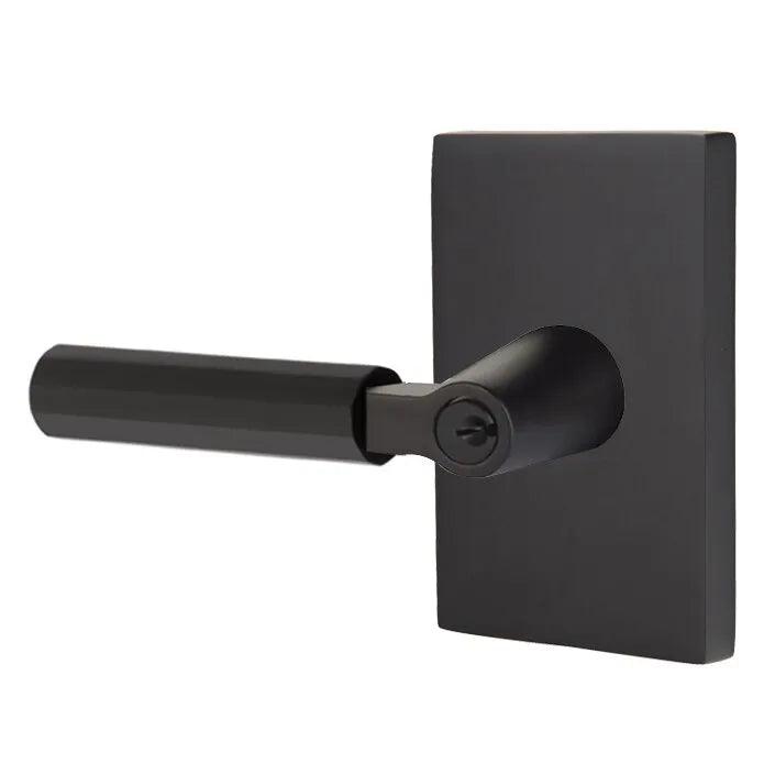 Emtek Select L-Square Faceted Lever with Modern Rectangular Rosette 