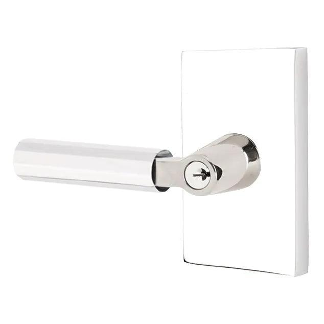 Emtek Select L-Square Faceted Lever with Modern Rectangular Rosette 